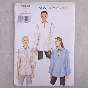 Vogue V9085 Blouse Top Very Easy Sewing Pattern Romantic Cottage Office XS-S-M